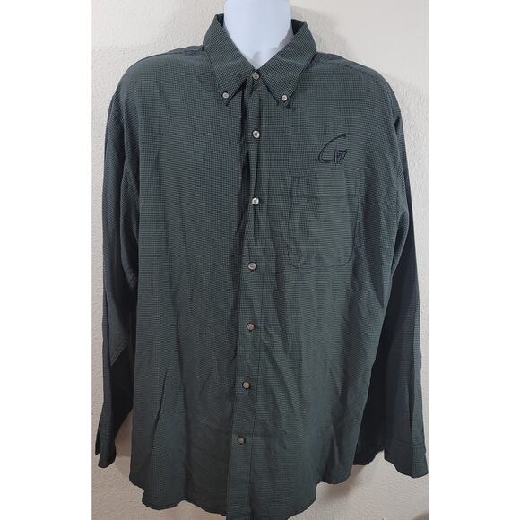 Tri-Mountain Black Check Button Up C17 Embroidered Shirt XL Lightweight Soft - Picture 1 of 6